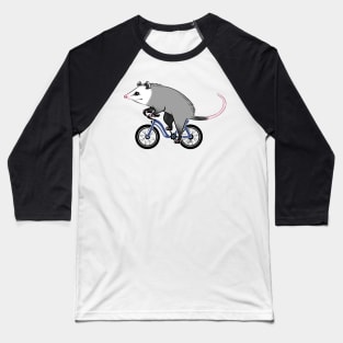 Happy Opossum Riding a Bicycle Baseball T-Shirt